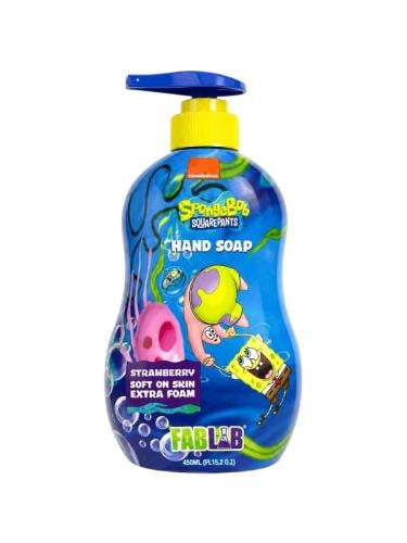 Fab Lab SpongeBob Strawberry Hand Soap for Kids Rich Lather 450 ml