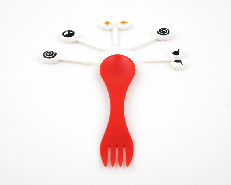 Tinywheel TW Sporks Food Picks, Fun Designs, Red, 5 Pieces