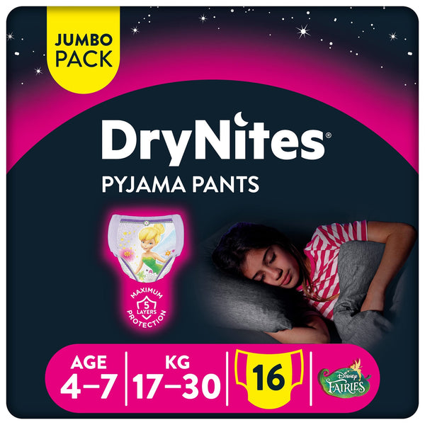 Huggies DryNites Pyjama Pants Girls 4-7 Years, 16 Night Pants