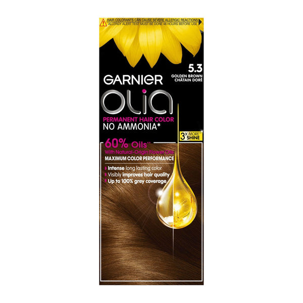 Garnier Olia Permanent Hair Color Cream Kit Ammonia-Free Golden Brown 5.3