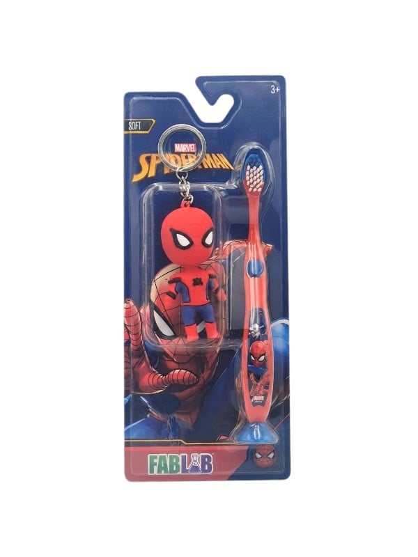 Fab Lab Kids Soft Toothbrush 3D Spiderman Pendant Assorted Colors