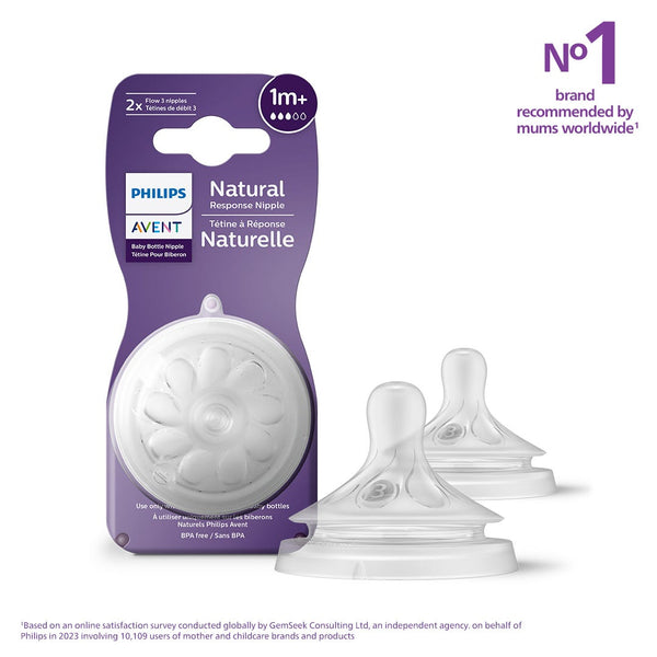 Philips Avent Natural Feeding Teats Slow Flow 1M+ BPA-Free Silicone 2 Pieces