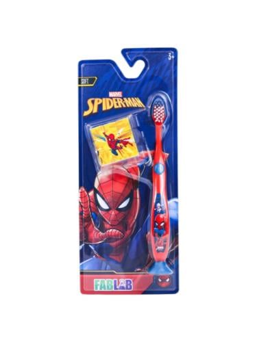 Fab Lab Spider-Man Kids Toothbrush with Soft Bristles and Rubik's Cube, Assorted Colors