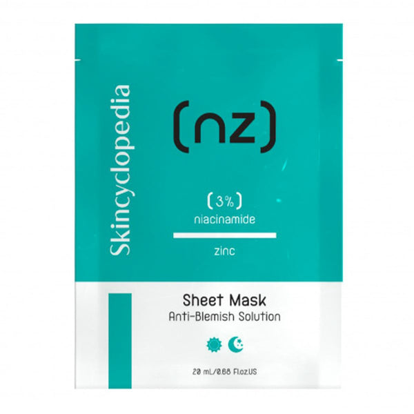 SKINCYCLOPEDIA Niacinamide & Zinc Sheet Mask for Oily Skin, 3% Niacinamide, 28 ml