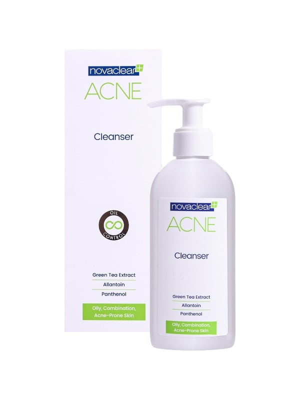Novaclear Acne Cleanser Foaming Face Wash Green Tea Allantoin Panthenol 150 ml