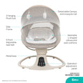 Moon Electric Baby Swing Chair, Beige, 0-6 Months, Up to 9 kg