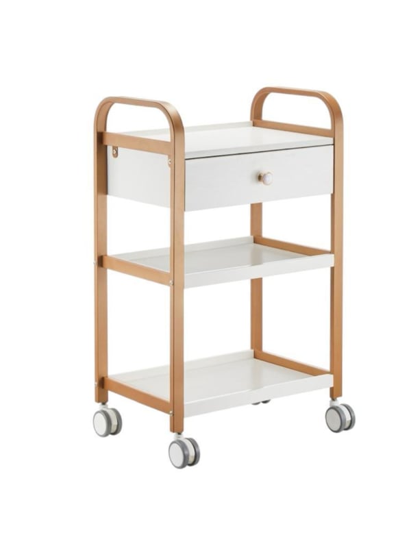Salon System 1 Drawer 2 Shelves Mobile Beauty Trolley Champagne W568-156