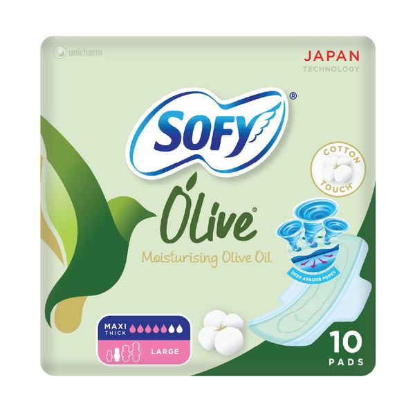 Sofy Olive Oil Sanitary Pads Soft Cotton Touch 10 Pads