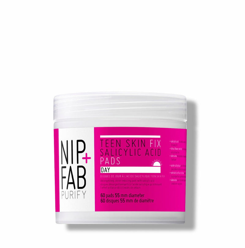 Nip+Fab Teen Skin Fix Salicylic Acid Day Face Pads with Aloe Vera, 60 Pads