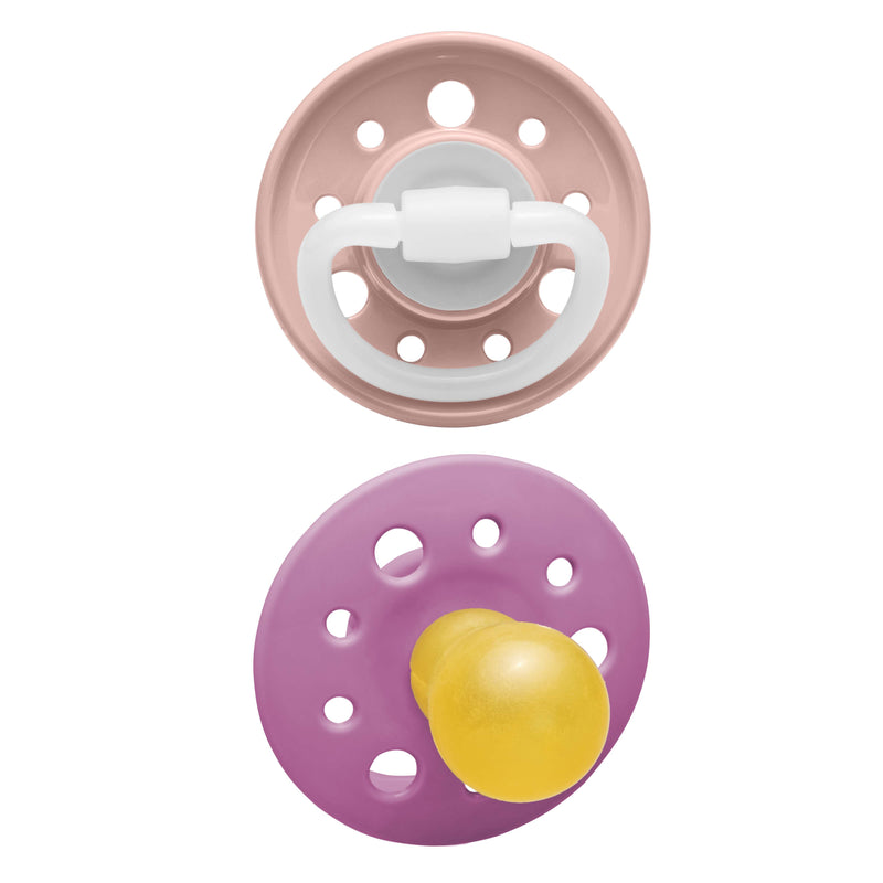 Nip Cherry Round Latex Soother Natural Rubber Peach & Pink 2 Pieces 0M+