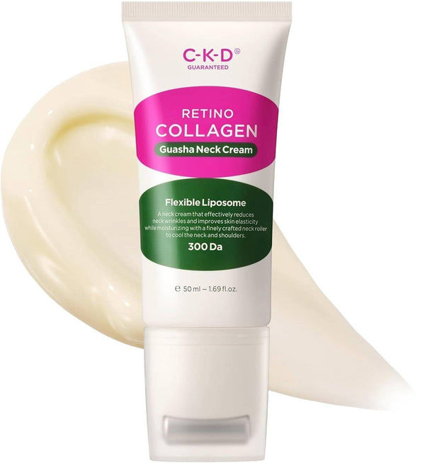 CKD Retino Collagen 300 Dalton Neck Cream with 0.2% Retinal and Gua Sha Roller, 50 ml