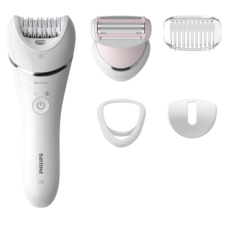 Philips Series 8000 BRE710/01 Wet & Dry Ceramic Epilator, 5 Attachments