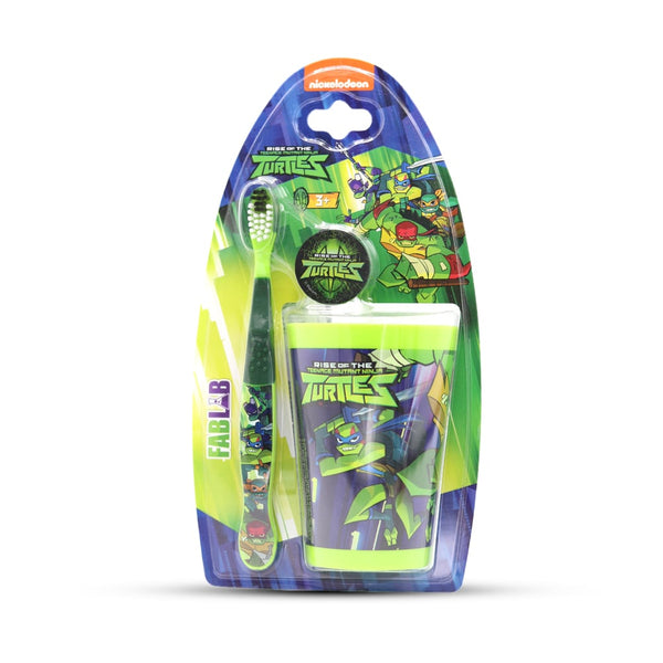 Nickelodeon Teenage Mutant Ninja Turtles Toothbrush and Cup Set, Soft Rounded Bristles