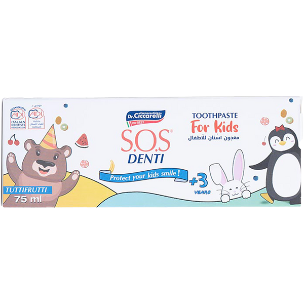 S.O.S Denti Kids Tutti-Frutti Fluoride Toothpaste with Calcium, 75 ml