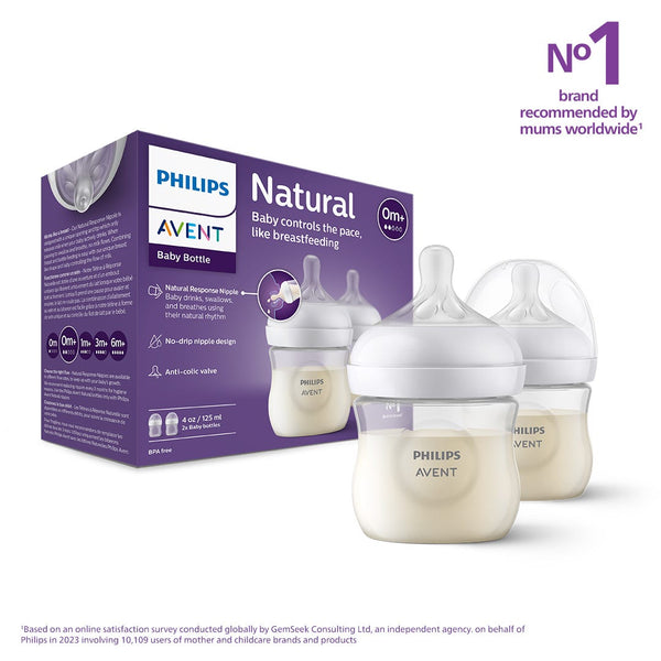 Philips Avent Natural Feeding Bottles Wide Breast-Shaped Teat Anti-Colic Valve 125 ml 2 Pieces