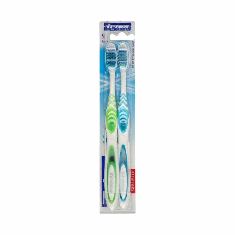 Trisa Active Toothbrush Soft Dual-Head Soft Nylon Bristles