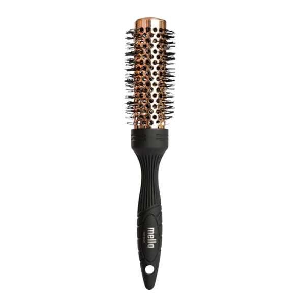 Mila Round Hairbrush for Styling and Detangling, Flexible Bristles, Black