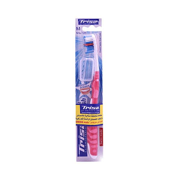 Trisa Cool & Fresh Medium Toothbrush Ergonomic Handle Swiss Made Quality