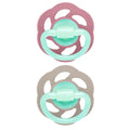 nip CHERRY Air Night Glow-in-the-Dark Round Latex Soother Brown & Red, 2 Pieces