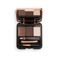 Makeup Revolution Brow Sculpt Kit 3-in-1 Gel Powder Highlighter Dark Brown