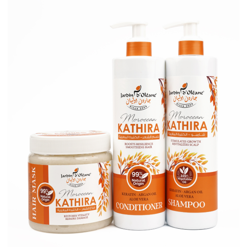 Jardin d'Oleane Moroccan Al-Kthirah Hair Care Set Shampoo Conditioner Mask 3 Pieces