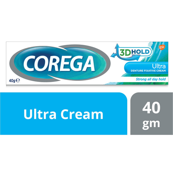 COREGA Ultra Denture Adhesive Cream Strong Hold Barrier Protection