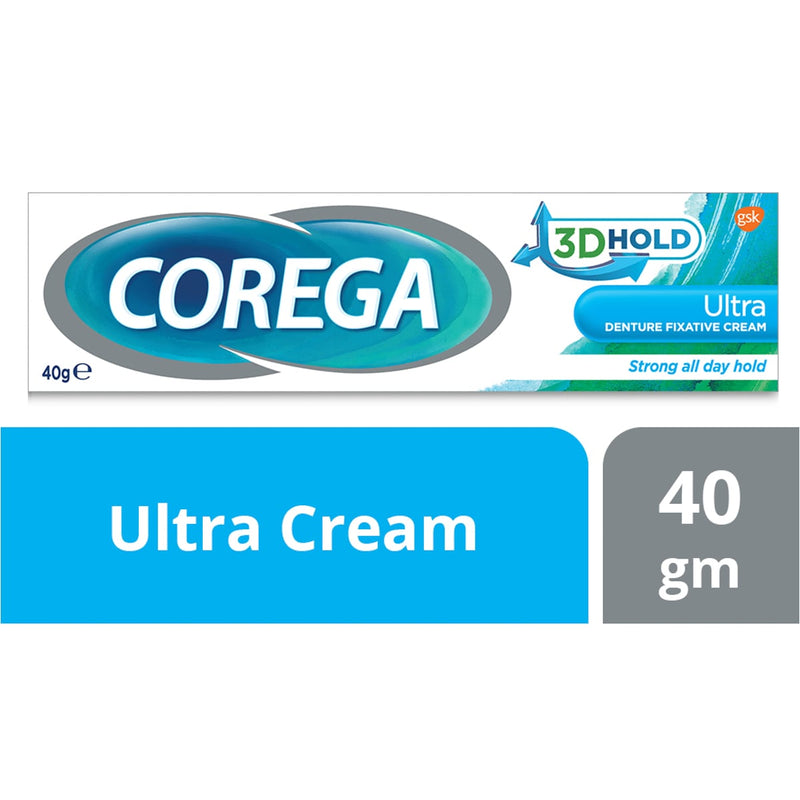 COREGA Ultra Denture Adhesive Cream Strong Hold Barrier Protection