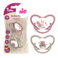 Nip Butterfly Orthodontic Soothers with Ring, 0-6 Months, 2 Pack, Brown & Red