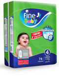 Fine Baby Size 4 Mega Pack Diapers DoubleLock Technology 74 Count