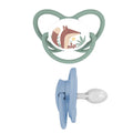 Nip Butterfly Orthodontic Soother with Ring, Silicone Teat, Blue & Green, 2 Pieces, 518M