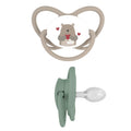 Nip Butterfly Orthodontic Soother with Ring, Silicone Teat, Brown & Green, 16-32M, 2 Pieces