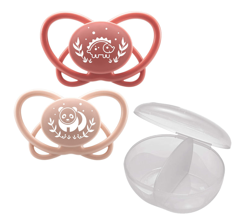 Nip Butterfly Soothers, Silicone Teat, Pink, 2-Piece with Sterilizer Box