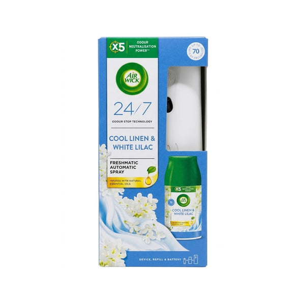 Air Wick Cool Linen & White Lilac Air Freshener Refill, Continuous Fragrance, 250ml