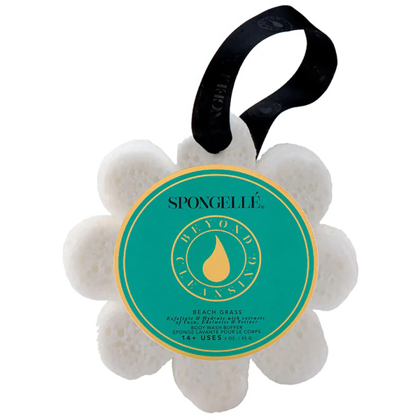 Spongelle Wild Flower White Beach Grass Body Wash-Infused Exfoliating Sponge, 14 Washes