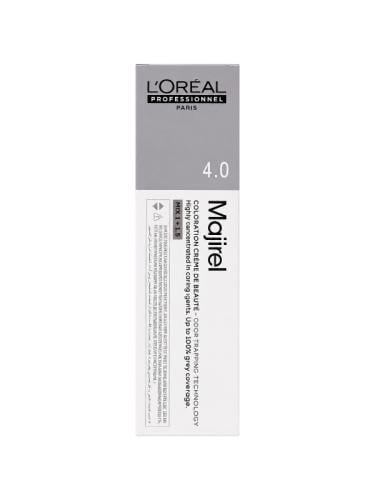 L'Oreal Professionnel Majirel Professional Hair Color Permanent Formula Odor Trapping Technology Brown 4.0, 60 ml