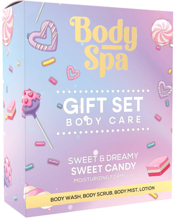 Body Spa Sweet Candy Shower Gift Set, 4-Piece Kit