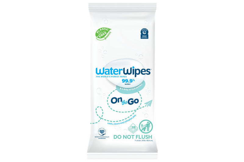 WaterWipes On-The-Go Plastic-Free Wipes, Fragrance-Free, 28 Wipes