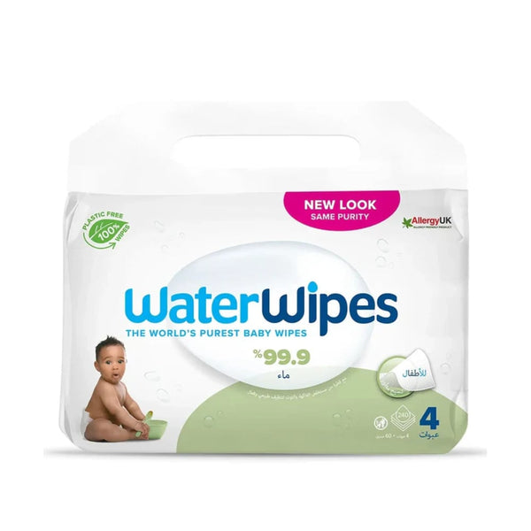 WaterWipes Sensitive Baby Wipes Plastic-Free, 99.9% Water, 240 Wipes