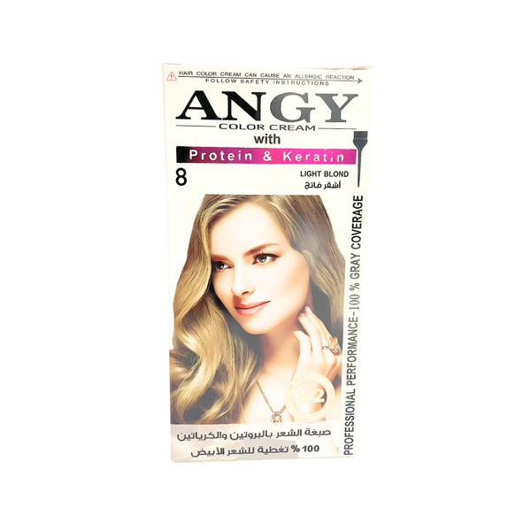 ANGY Angie Protein & Keratin Permanent Hair Dye Light Blonde 8, 252ml