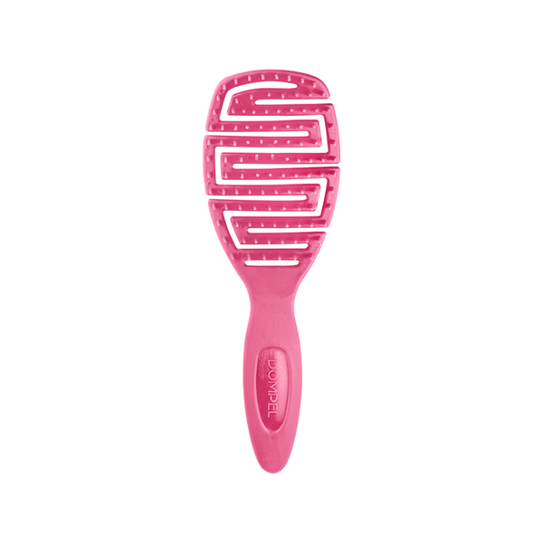 Dompel Silicone Hair Brush Soft Flexible Bristles Pink All Hair Types