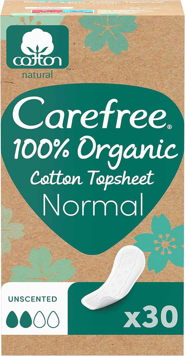 Carefree Organic Cotton Pantiliners Normal Fresh Feel Pack of 30