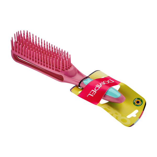 Dompel Silicone Curly Hair Brush Pink, Flexible Detangling Bristles, Ergonomic Handle