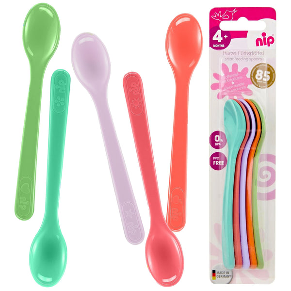 Nip Short Feeding Spoon for Toddlers, Soft Bendy Handle, Multicolor