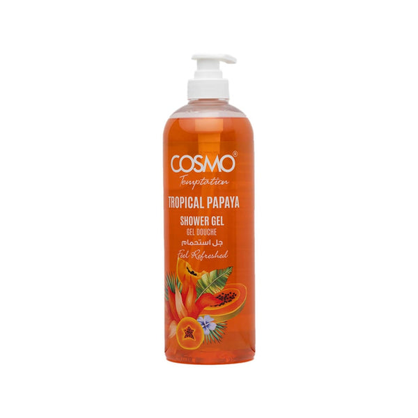 Cosmo Temptation Tropical Papaya Shower Gel, Refreshing Cleansing Formula, Pump Bottle, 1000 ml
