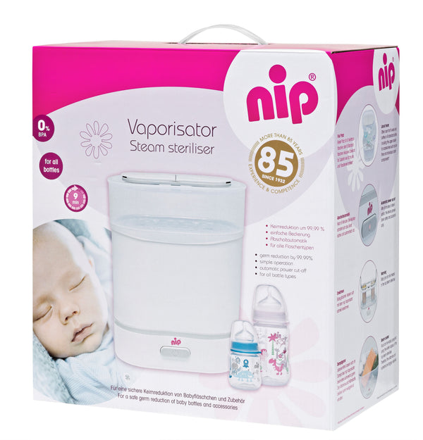nip 3-in-1 Baby Bottle Steam Sterilizer, Food Steamer and Warmer, 6-Bottle Capacity