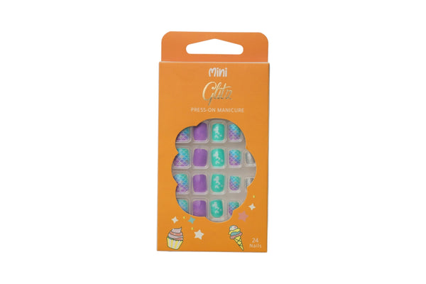 Glitz Tiny Press-On Kids Nails Mermaid #3, 20-Piece Set with File