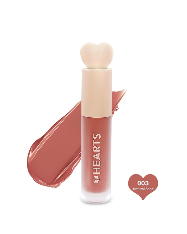 Hearts Liquid Matte Lipstick Natural Sand 003 Long-Lasting Lightweight Finish