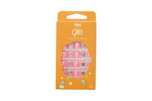 Glitz Tiny Press-On Kids Nails Rainbow #5, 20-Piece Set with File