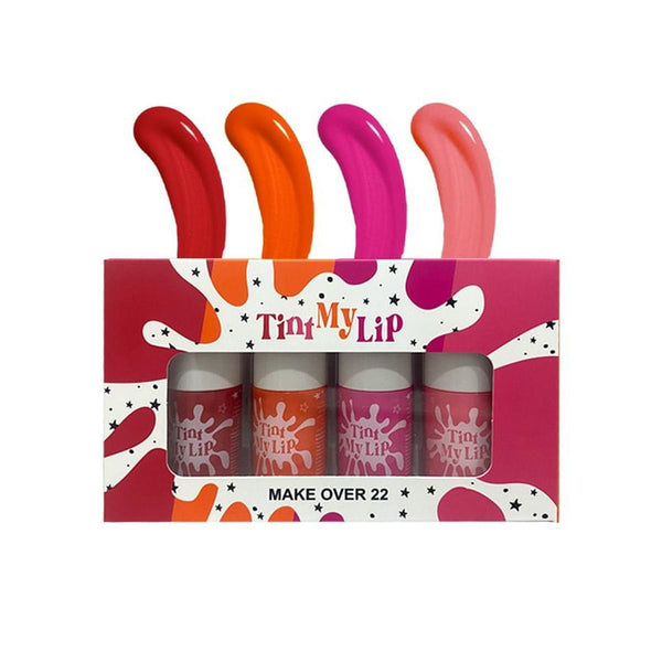 Makeover22 Tint My Lip Cheek and Lips Tint Set, 4 Shades, Berry Extract, Jojoba Oil, Vitamin E, Shea Butter