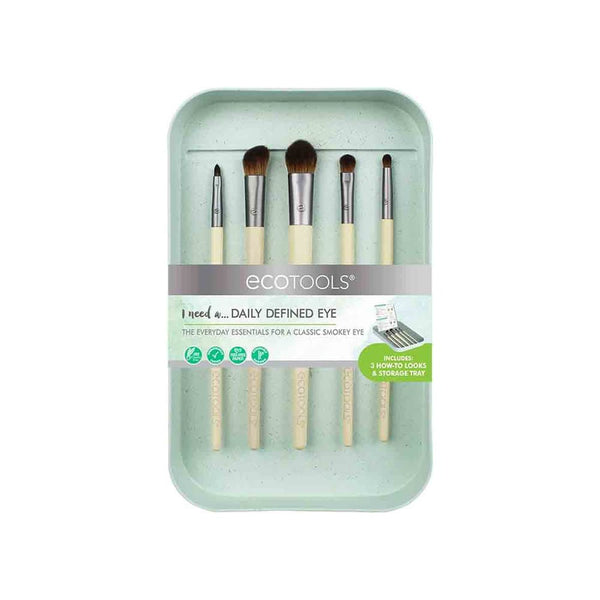 EcoTools Daily Defined Eye Brush Set, 5-Piece Smoky Eye Kit with Storage Tray